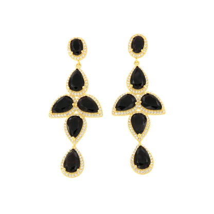 Pendientes NAIRA, en plata primera ley bañada en oro 18 kilates coral / turquesa/ ónix