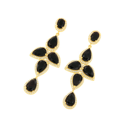 Pendientes NAIRA, en plata primera ley bañada en oro 18 kilates coral / turquesa/ ónix