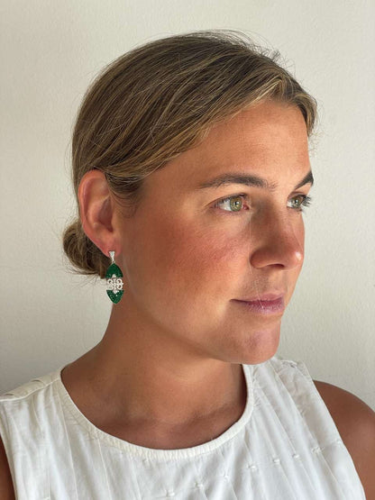 Pendientes LYRA, en plata 1ª ley con circonitas en engaste invisible