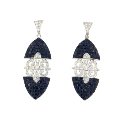 Pendientes LYRA, en plata 1ª ley con circonitas en engaste invisible