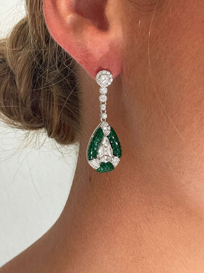 Pendientes MIREL, en plata 1ª ley con circonitas en engaste invisible (Copia)