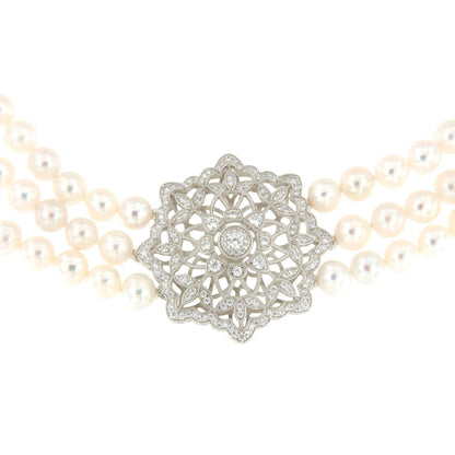 Choker SISSI de perlas chinas con centro de plata y circonitas