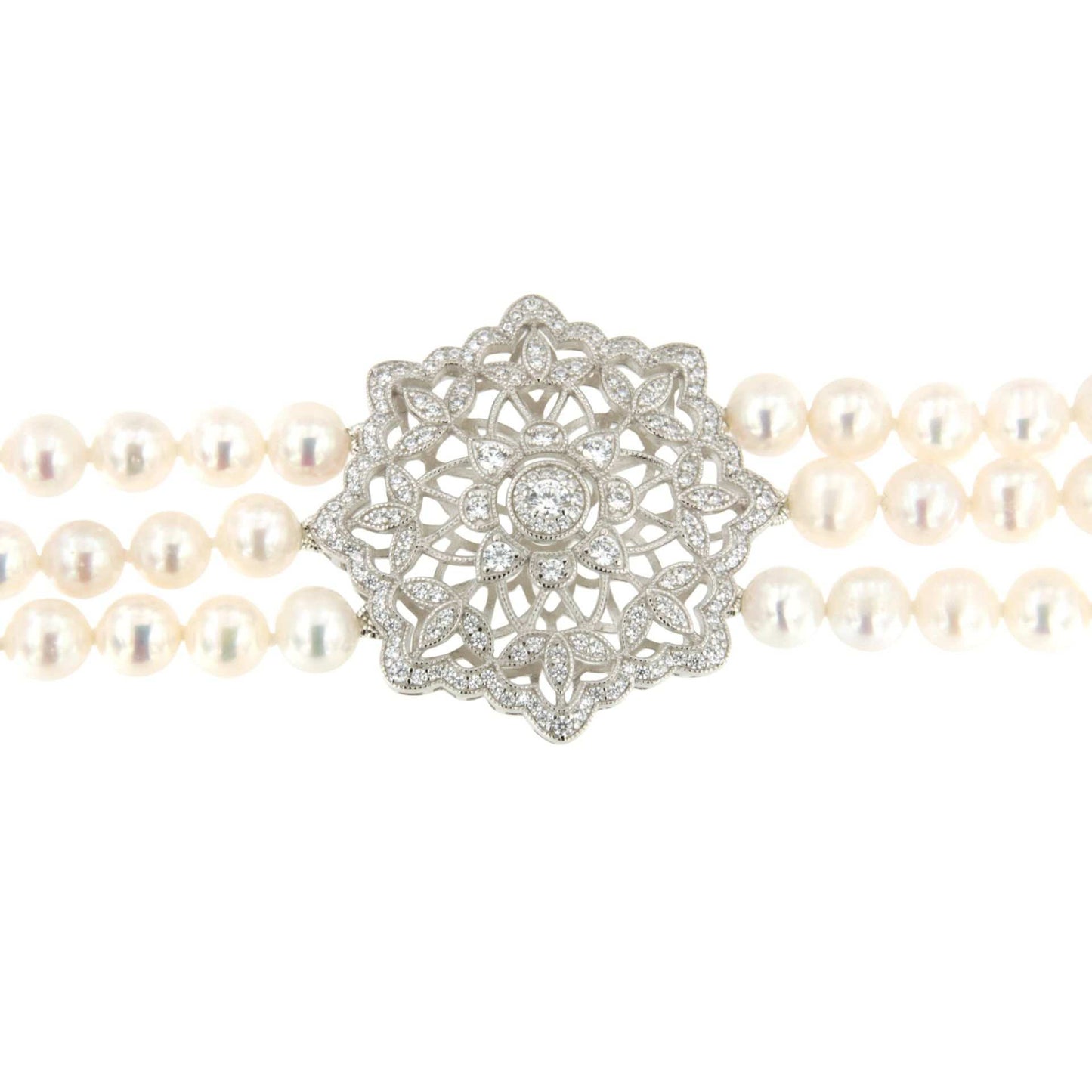 Choker SISSI de perlas chinas con centro de plata y circonitas