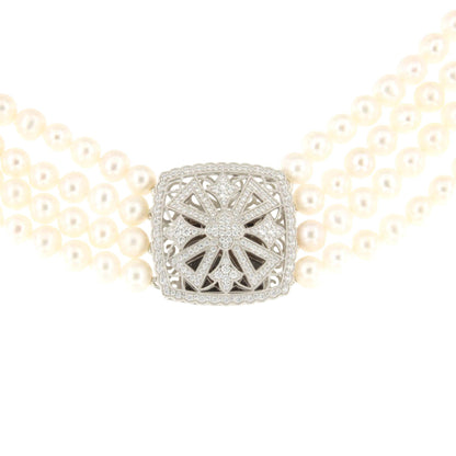 Choker MATILDE de perlas chinas con centro de plata y circonitas