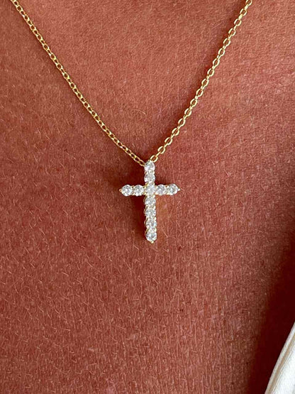 Gargantilla CURAZAO de plata con cruz de circonitas.