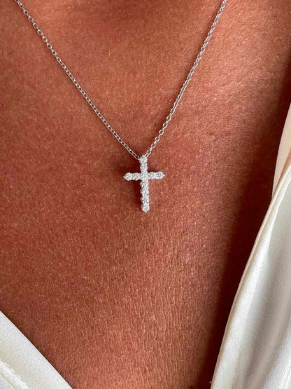 Gargantilla CURAZAO de plata con cruz de circonitas.