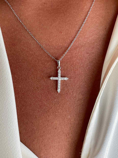 Gargantilla NEVIS de plata con cruz de circonitas