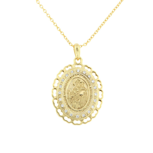 TRINIDAD, gargantilla de plata dorada de virgen
