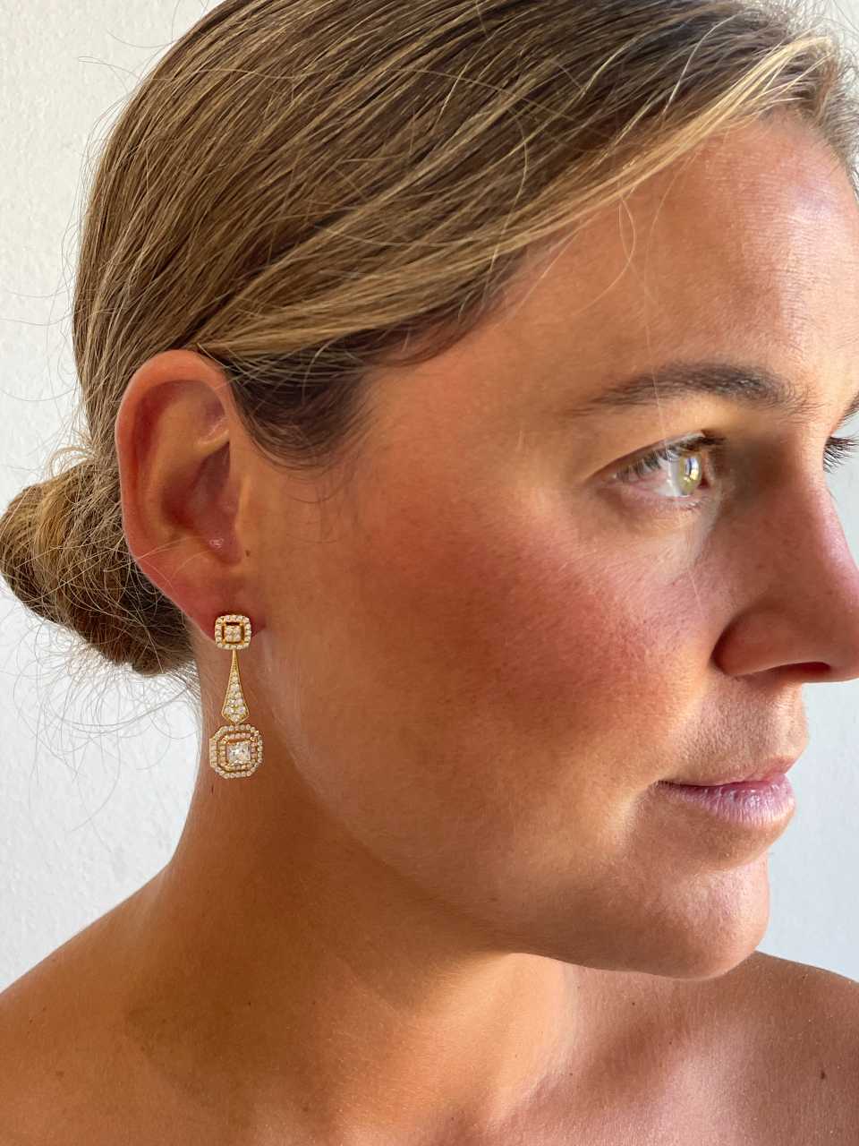 Pendientes TOBAGO desmontables de circonitas en plata rodiada/ baño oro 18 ktes