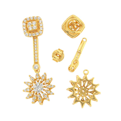 Pendientes TOBAGO desmontables de circonitas en plata rodiada/ baño oro 18 ktes