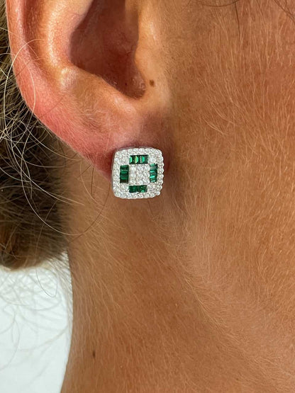 Pendientes SAN MARTIN desmontables en plata con circonitas zafiro/ esmeralda/ rubí