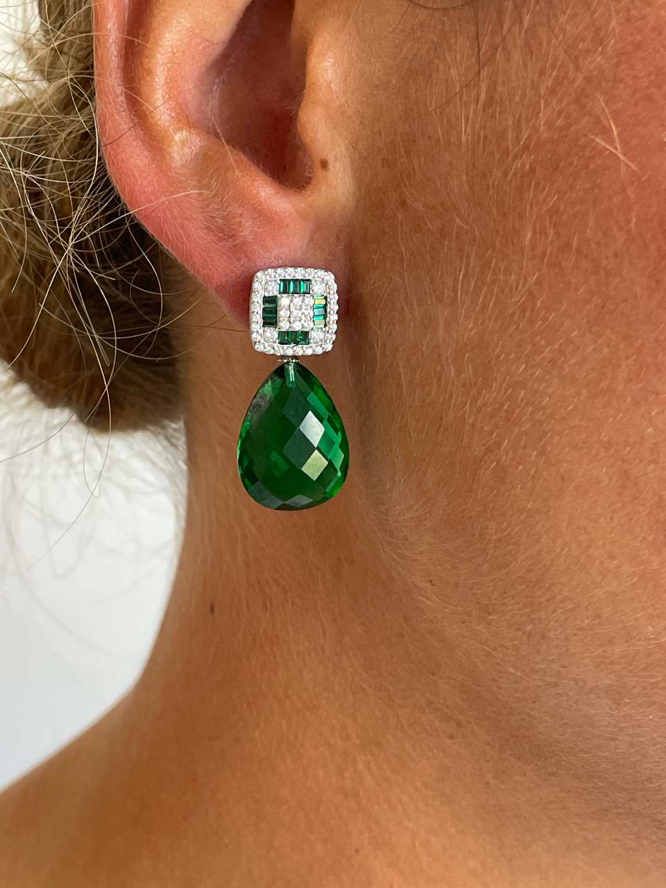 Pendientes SAN MARTIN desmontables en plata con circonitas zafiro/ esmeralda/ rubí