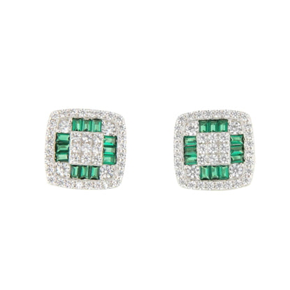 Pendientes SAN MARTIN desmontables en plata con circonitas zafiro/ esmeralda/ rubí