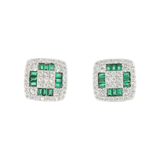 Pendientes SAN MARTIN desmontables en plata con circonitas zafiro/ esmeralda/ rubí