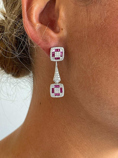 Pendientes SAN MARTIN desmontables en plata con circonitas zafiro/ esmeralda/ rubí