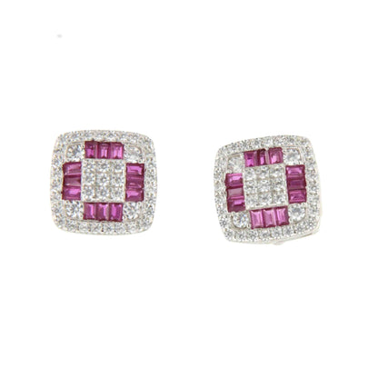 Pendientes SAN MARTIN desmontables en plata con circonitas zafiro/ esmeralda/ rubí