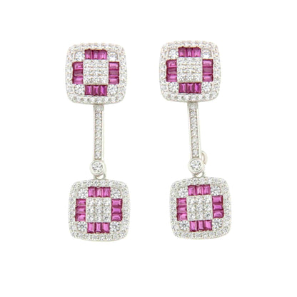 Pendientes SAN MARTIN desmontables en plata con circonitas zafiro/ esmeralda/ rubí