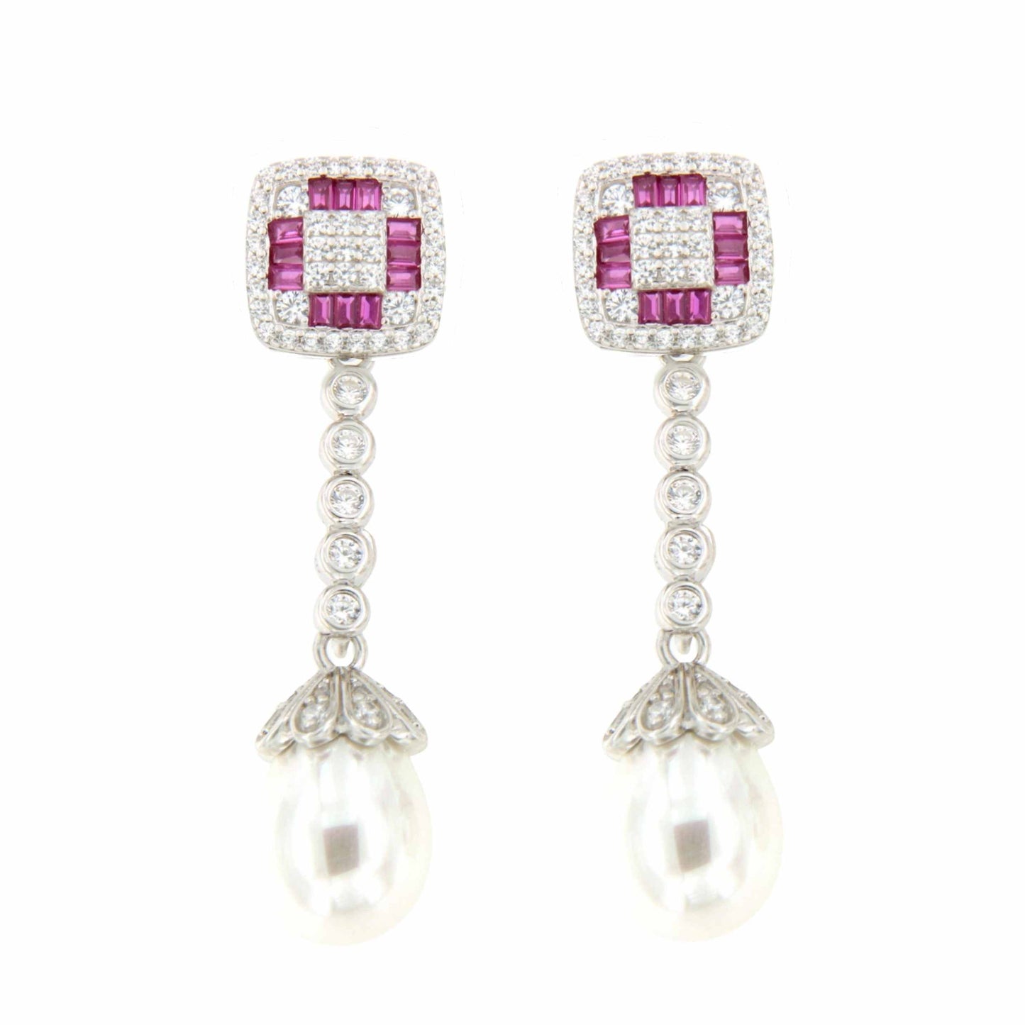 Pendientes SAN MARTIN desmontables en plata con circonitas zafiro/ esmeralda/ rubí
