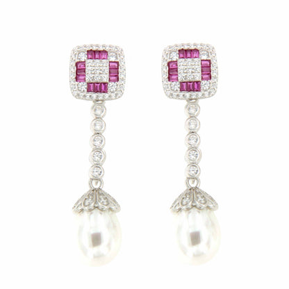 Pendientes SAN MARTIN desmontables en plata con circonitas zafiro/ esmeralda/ rubí