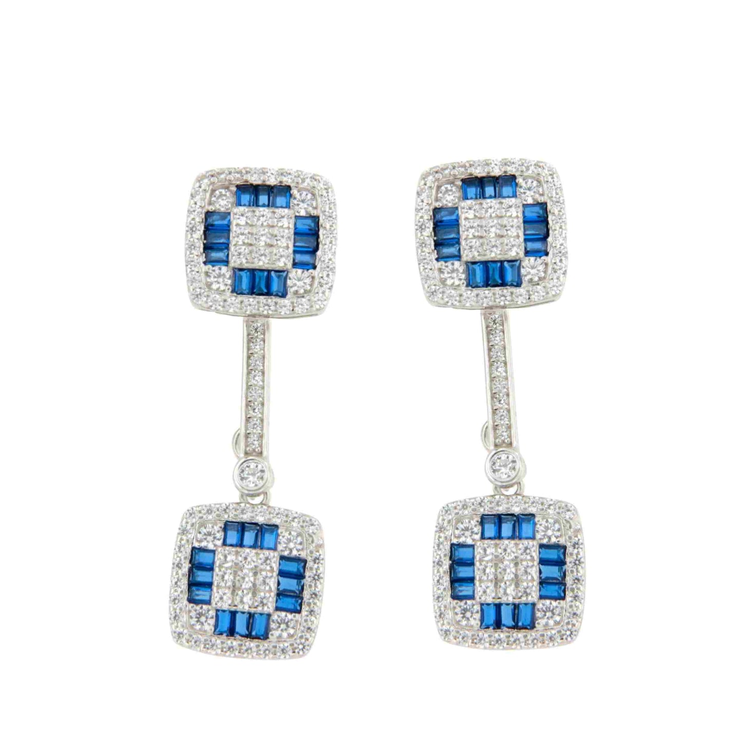 Pendientes SAN MARTIN desmontables en plata con circonitas zafiro/ esmeralda/ rubí