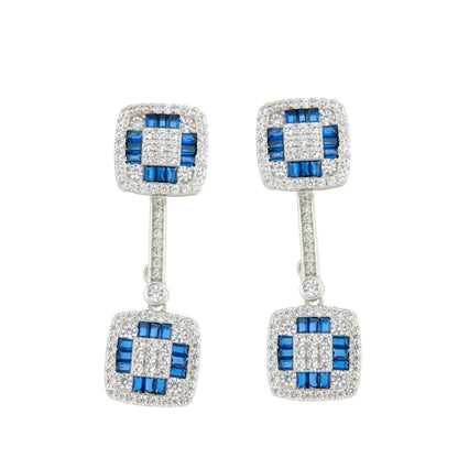 Pendientes SAN MARTIN desmontables en plata con circonitas zafiro/ esmeralda/ rubí