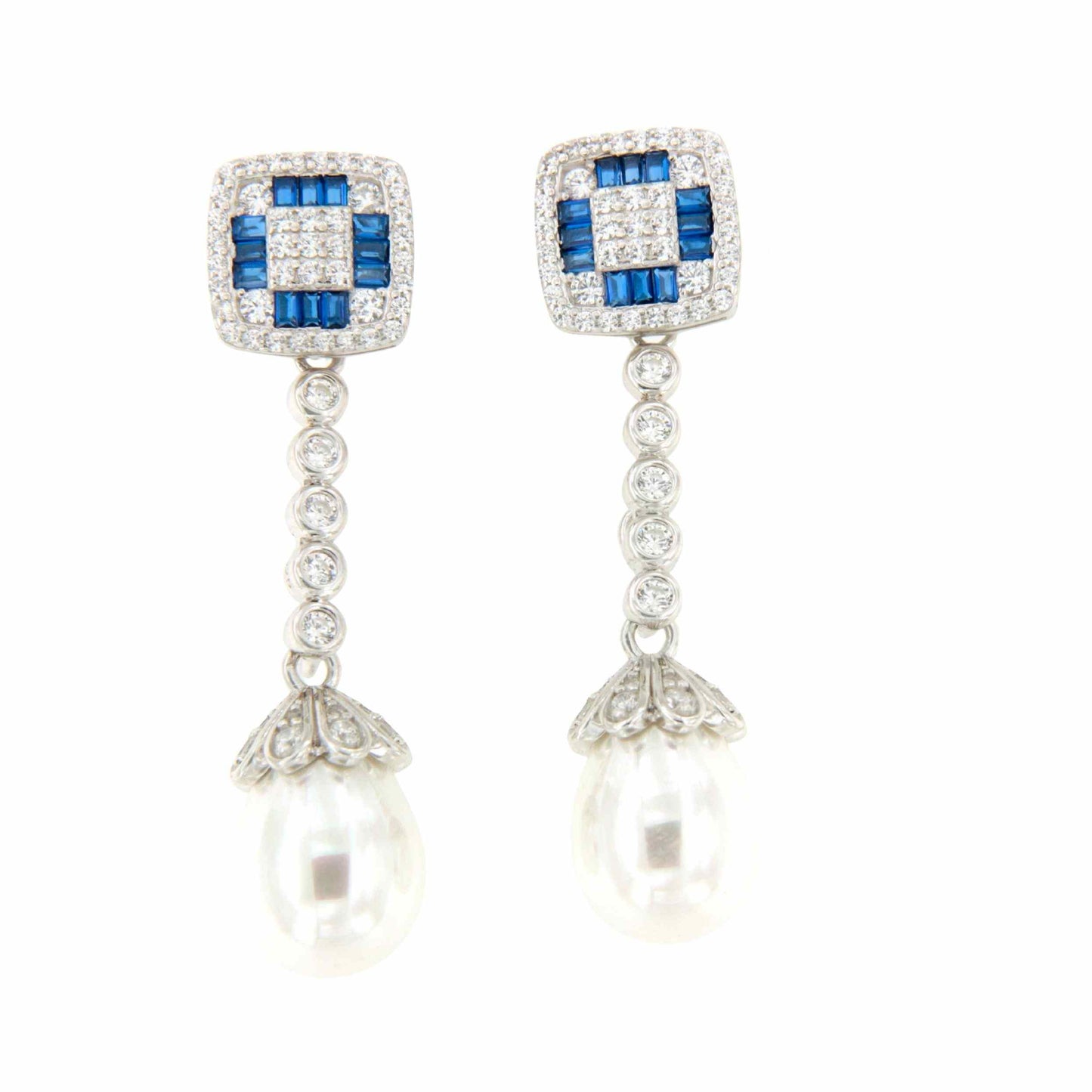 Pendientes SAN MARTIN desmontables en plata con circonitas zafiro/ esmeralda/ rubí