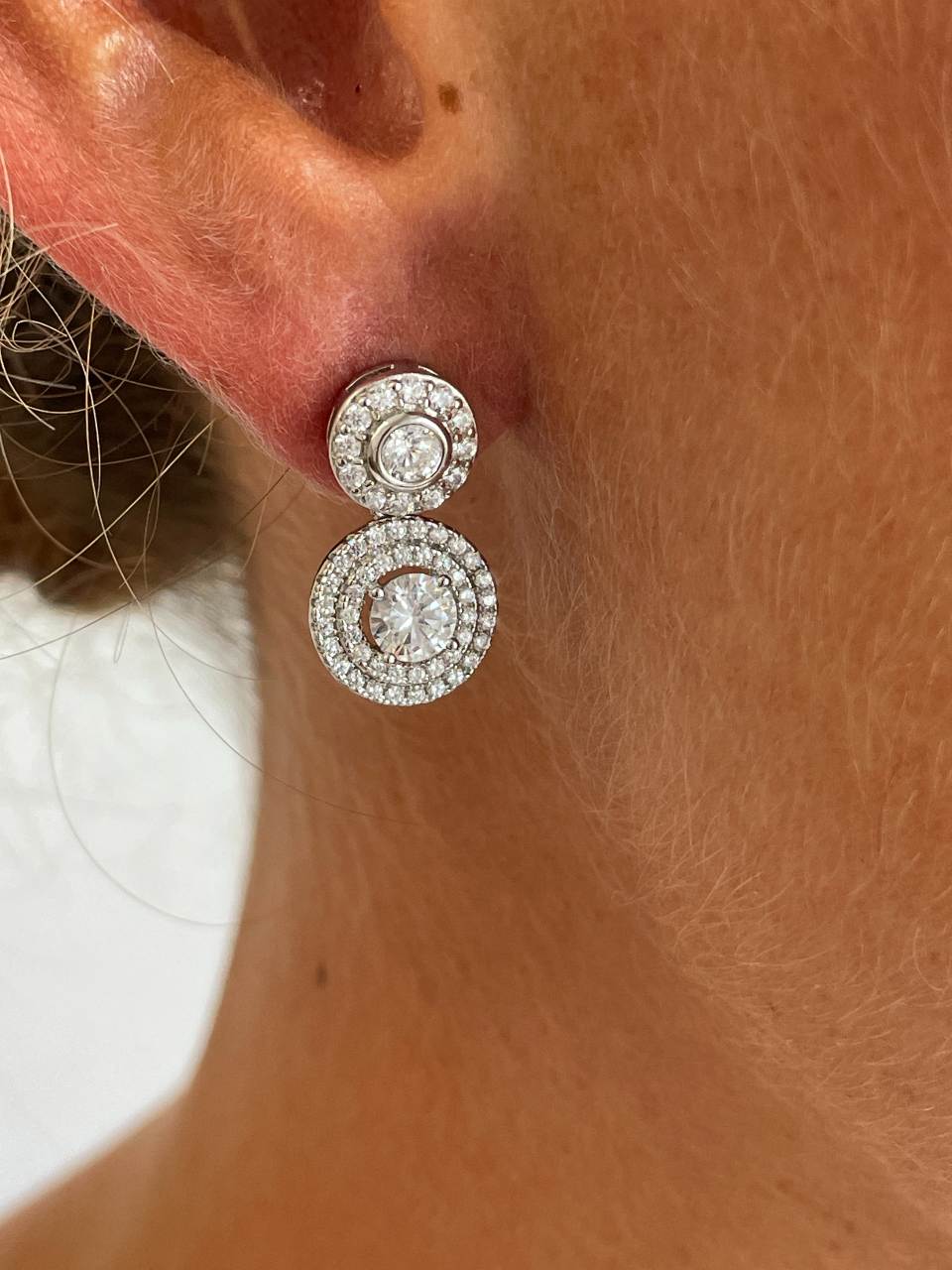Colgantes SAONA , para pendientes desmontables en plata con circonitas