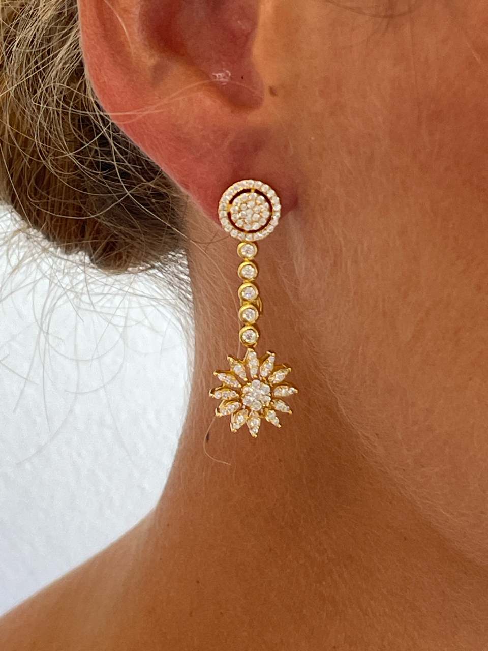 Pendientes DOMINICA , rosetas desmontables en plata con circonitas