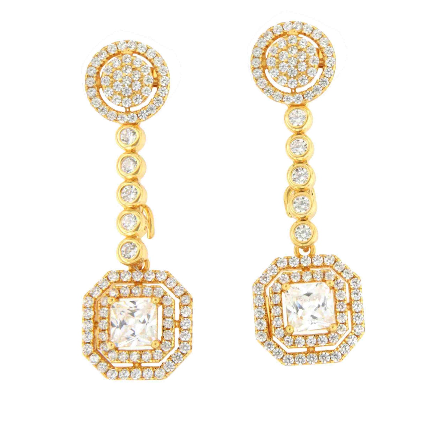 Pendientes DOMINICA , rosetas desmontables en plata con circonitas