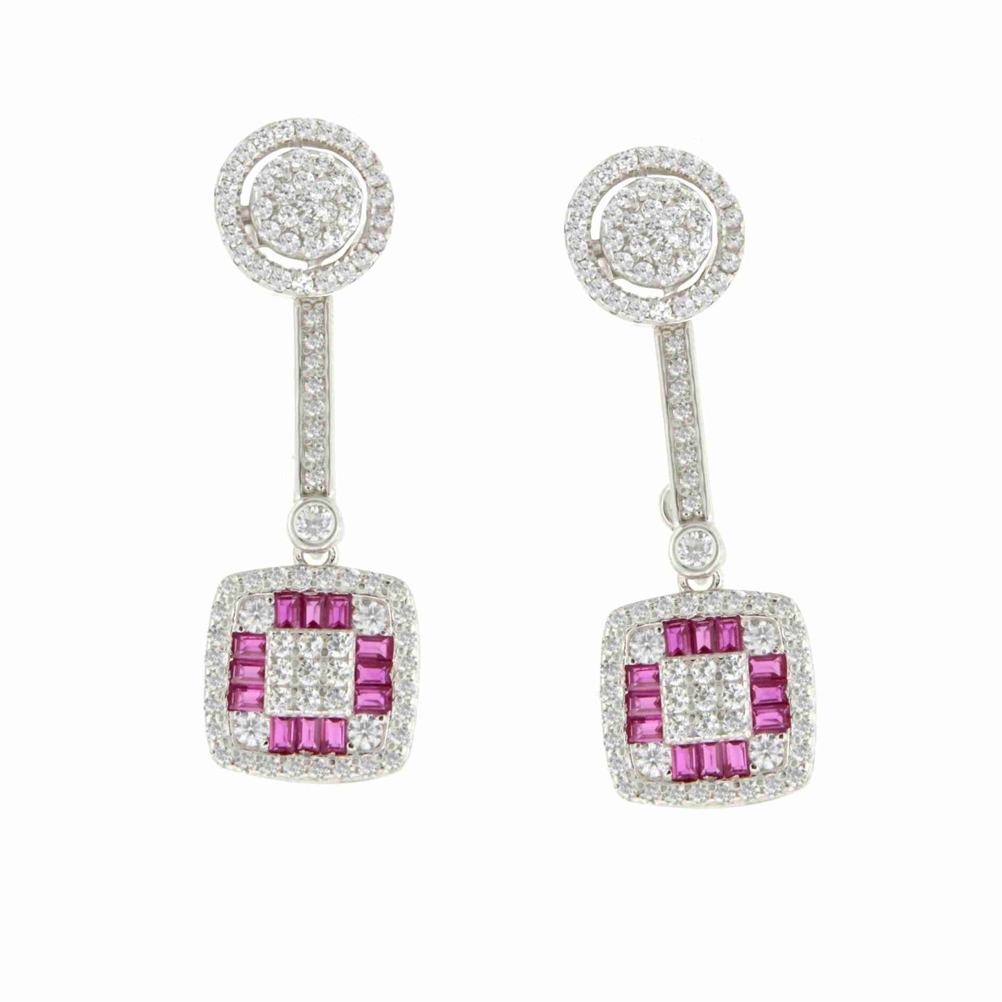 Pendientes DOMINICA , rosetas desmontables en plata con circonitas