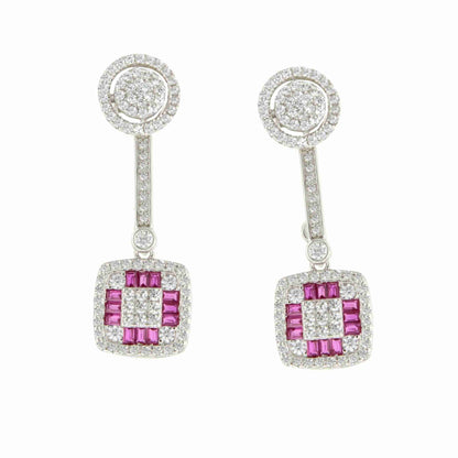 Pendientes DOMINICA , rosetas desmontables en plata con circonitas