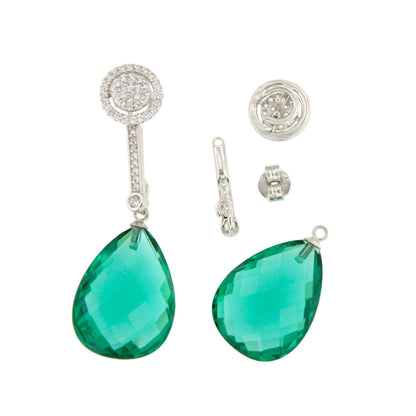 Pendientes DOMINICA , rosetas desmontables en plata con circonitas