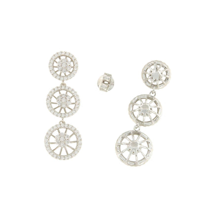 Pendientes SAN ANDRES , trripe roseta en plata primera ley con circonitas