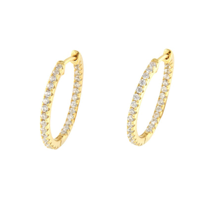 Argollas SANTA LUCIA , de circonitas y plata de ley rodiada/ bañada en oro