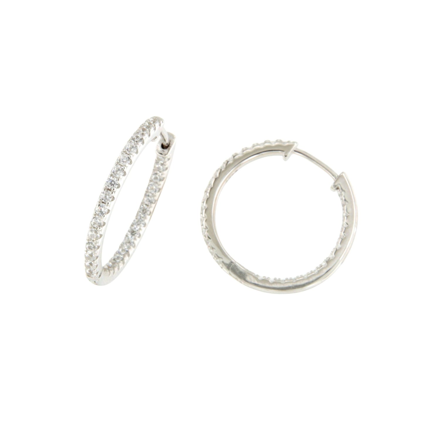 Argollas SANTA LUCIA , de circonitas y plata de ley rodiada/ bañada en oro