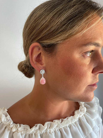 Colgantes CROIX , para pendientes desmontables en plata con circonitas y  concha natural