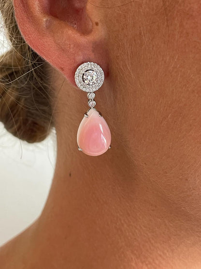 Colgantes CROIX , para pendientes desmontables en plata con circonitas y  concha natural