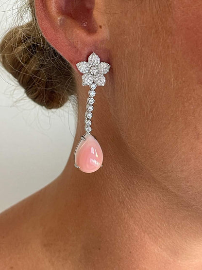 Colgantes CROIX , para pendientes desmontables en plata con circonitas y  concha natural