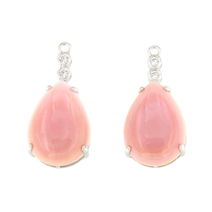 Colgantes CROIX , para pendientes desmontables en plata con circonitas y  concha natural