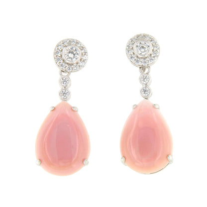 Colgantes CROIX , para pendientes desmontables en plata con circonitas y  concha natural