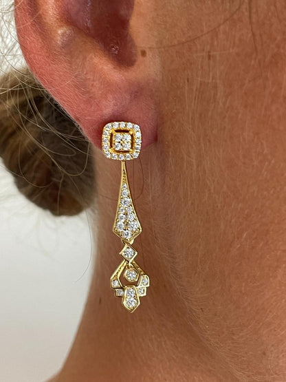 Colgantes VIEQUES , para pendientes desmontables en punta de flecha art decó