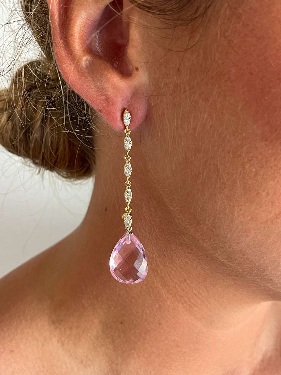 Pendientes largos CULEBRA desmontables en plata con circonitas art decó