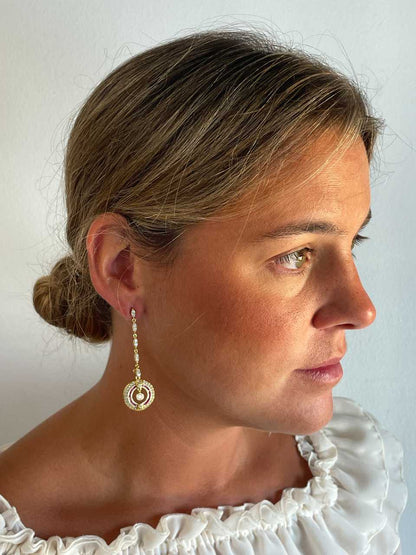 Pendientes largos CULEBRA desmontables en plata con circonitas art decó