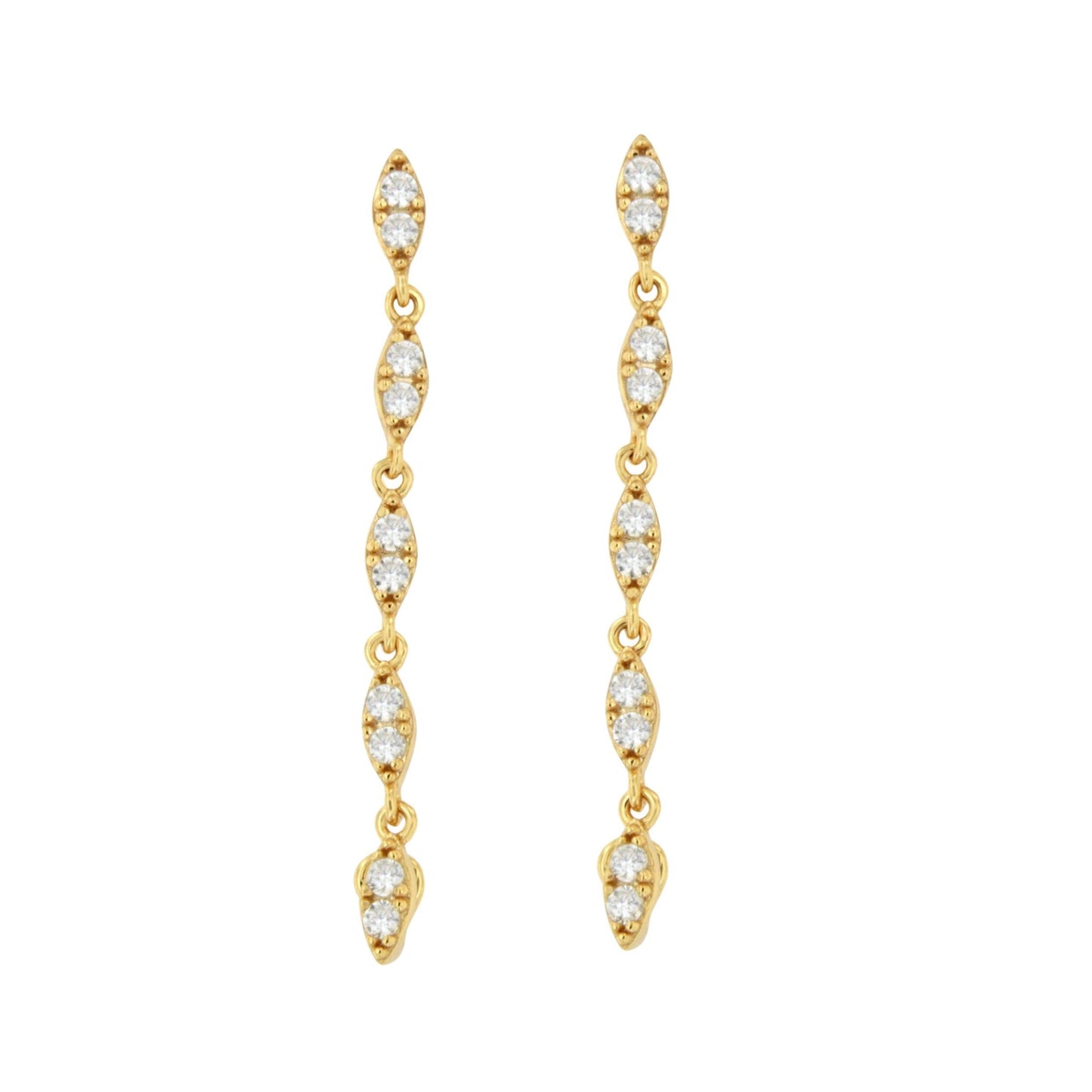 Pendientes largos CULEBRA desmontables en plata con circonitas art decó