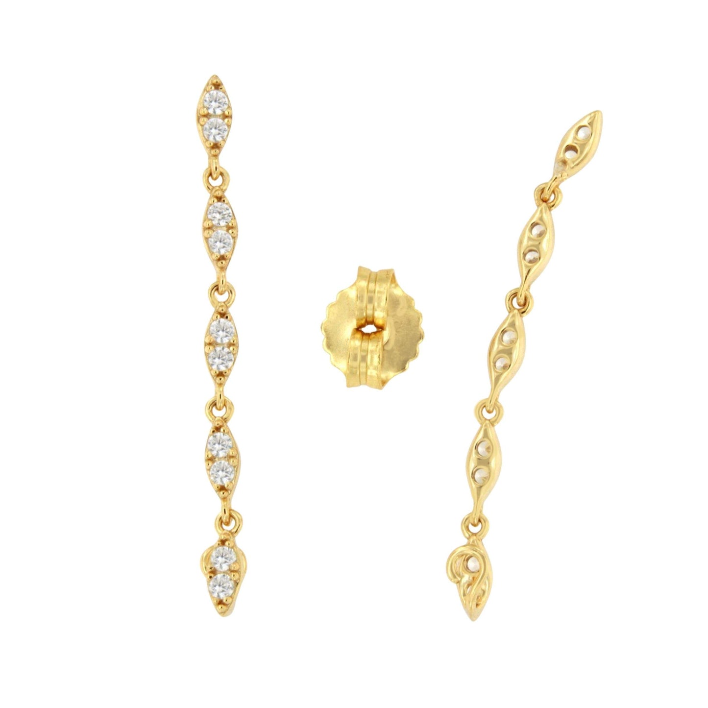 Pendientes largos CULEBRA desmontables en plata con circonitas art decó