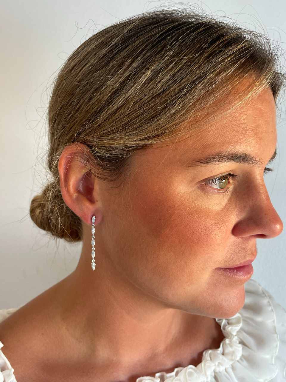 Pendientes largos CULEBRA desmontables en plata con circonitas art decó