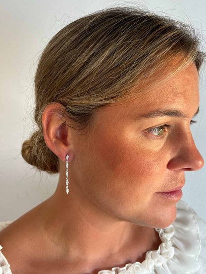 Pendientes largos CULEBRA desmontables en plata con circonitas art decó