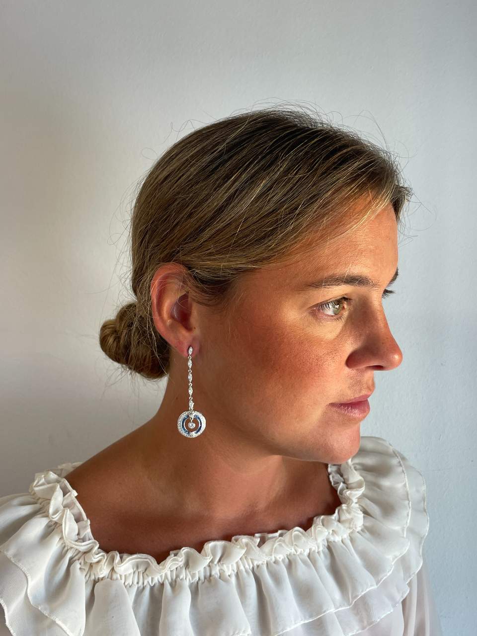 Pendientes largos CULEBRA desmontables en plata con circonitas art decó