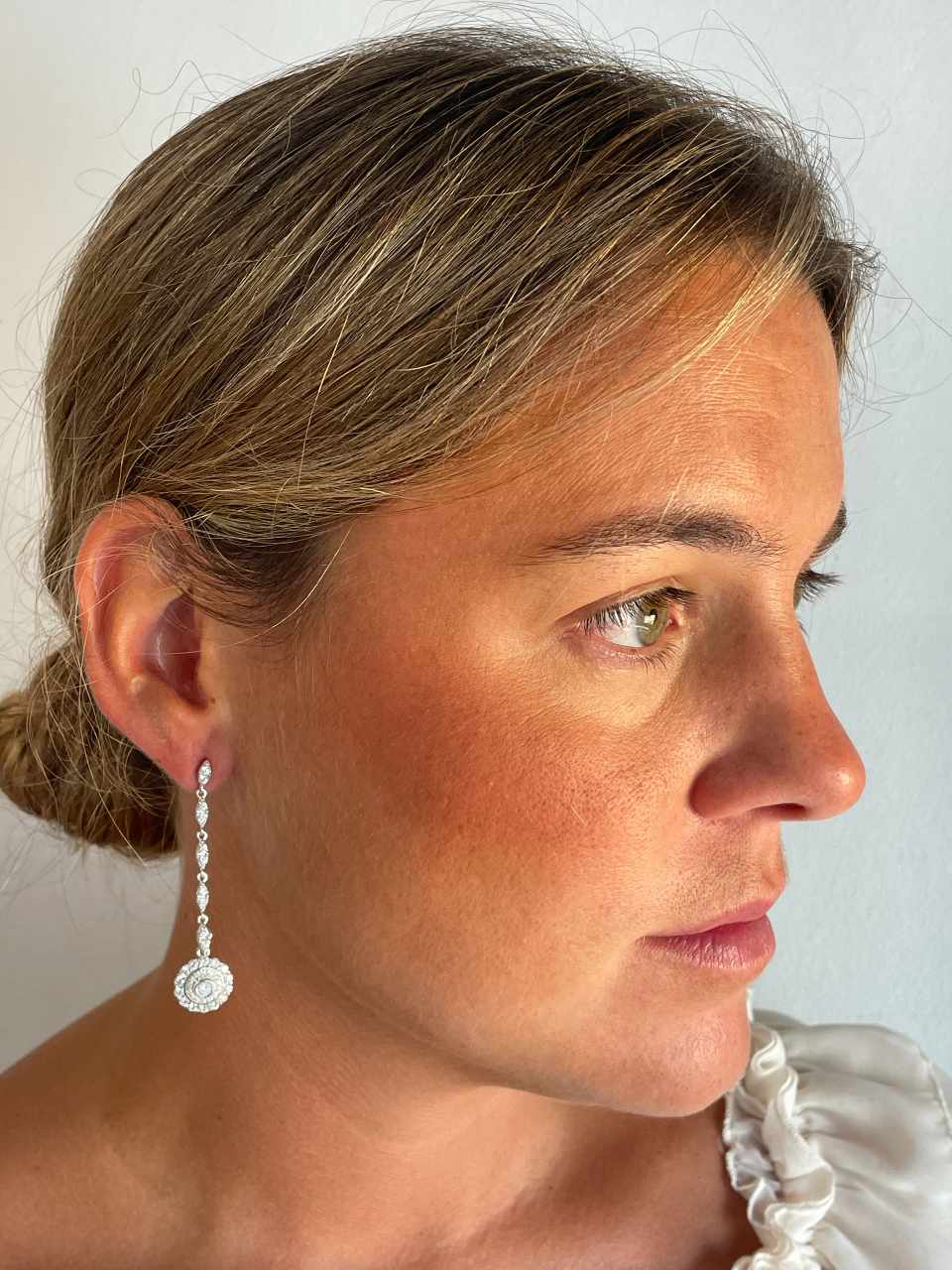 Pendientes largos CULEBRA desmontables en plata con circonitas art decó