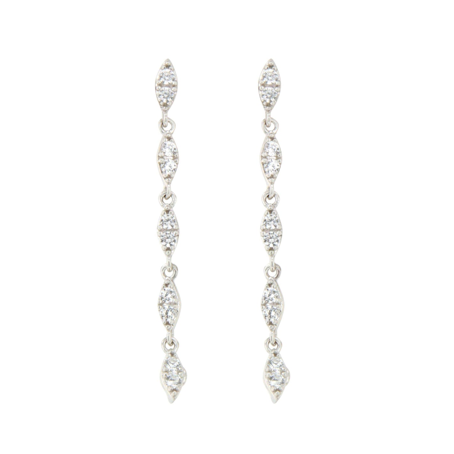 Pendientes largos CULEBRA desmontables en plata con circonitas art decó